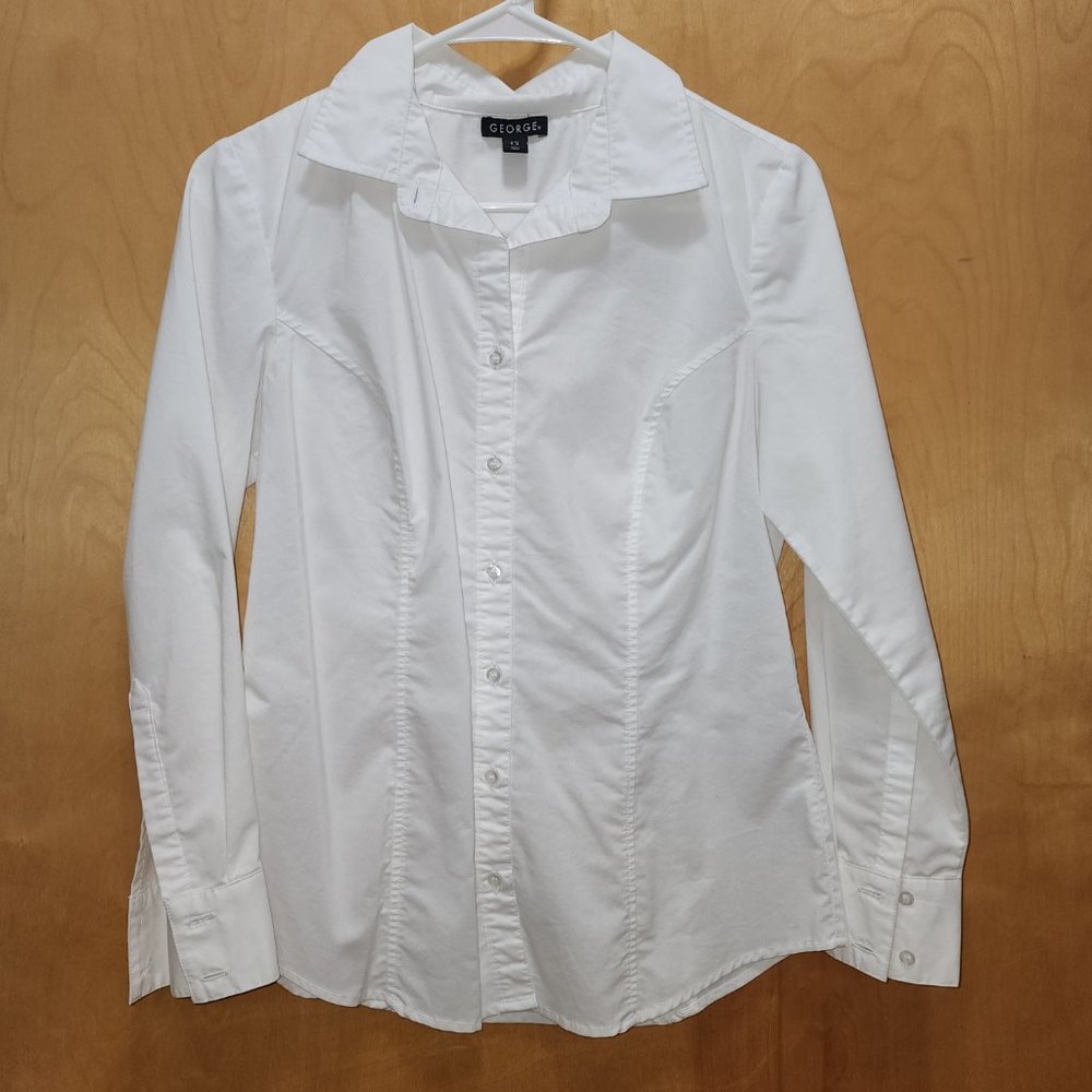 White Long Sleeve Button Front Shirt